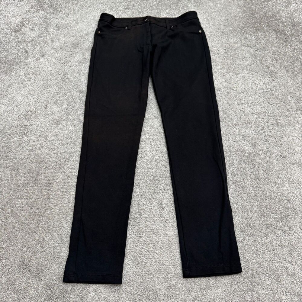 J McLaughlin Straight Leg Ankle Pants Womens 4 Black Stretch Zip Fly Pockets Fit